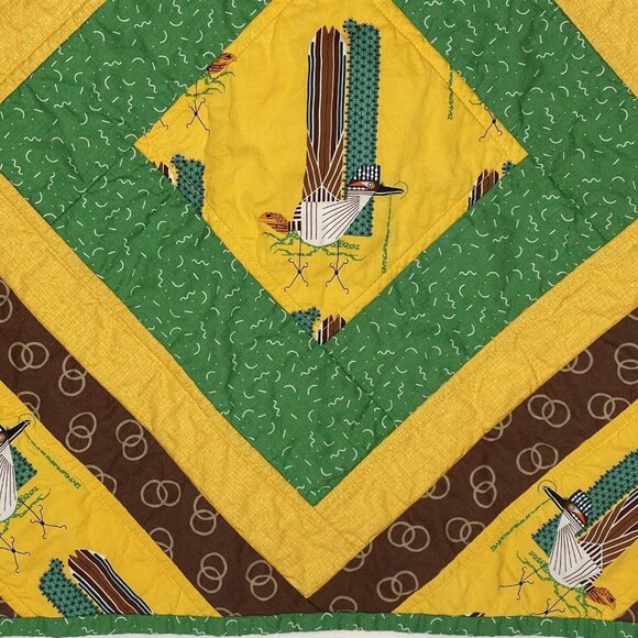 Roadrunner Lizard Cactus Fabric Quilt Square Charley Harper Organic Cotton 21x18 - Picture 7 of 9